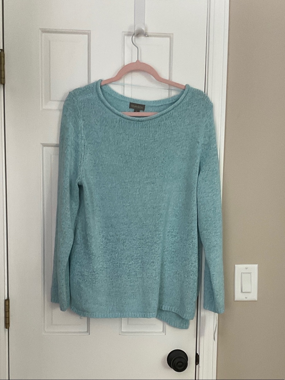 Style & Co. Light Teal Crewneck Sweater